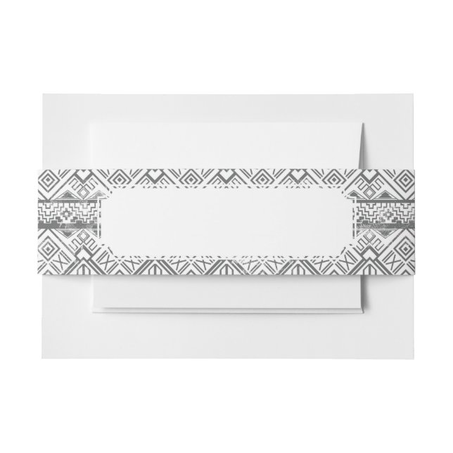 Abstract Geometric Aztec Pattern 2 Invitation Belly Band (Front Example)