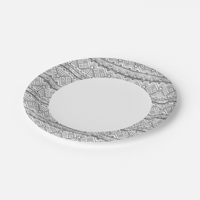Abstract Geometric Aztec Pattern 2 Paper Plate (Angled)