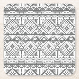Abstract Geometric Aztec Pattern 2 Square Paper Coaster