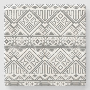Abstract Geometric Aztec Pattern 2 Stone Coaster