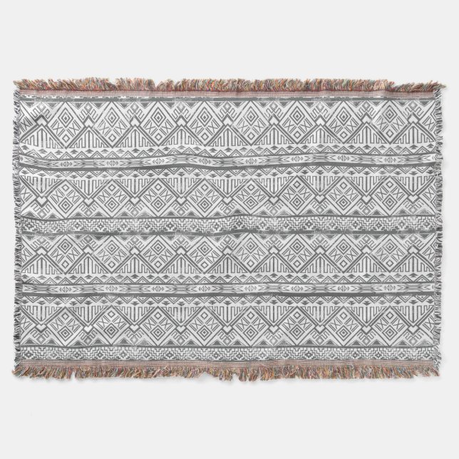 Abstract Geometric Aztec Pattern 2 Throw Blanket (Front)