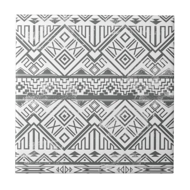 Abstract Geometric Aztec Pattern 2 Tile (Front)