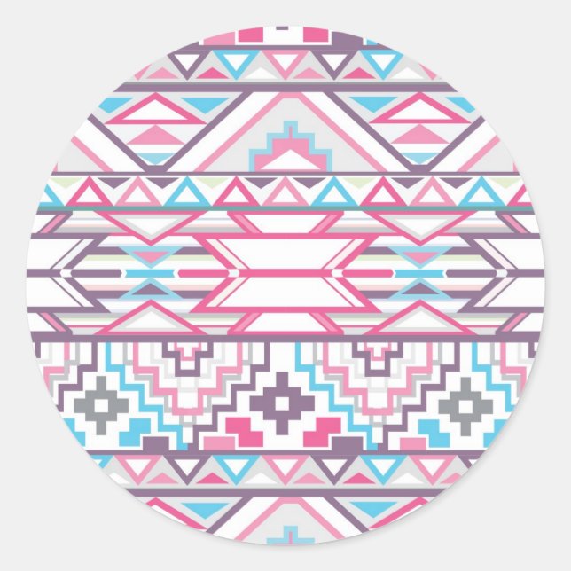 Abstract Geometric Aztec Pattern 3 Classic Round Sticker (Front)