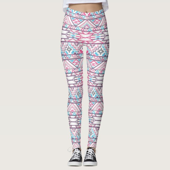 Abstract Geometric Aztec Pattern 3 Leggings (Front)