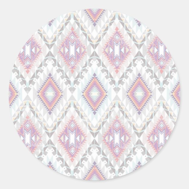 Abstract Geometric Aztec Pattern Classic Round Sticker (Front)