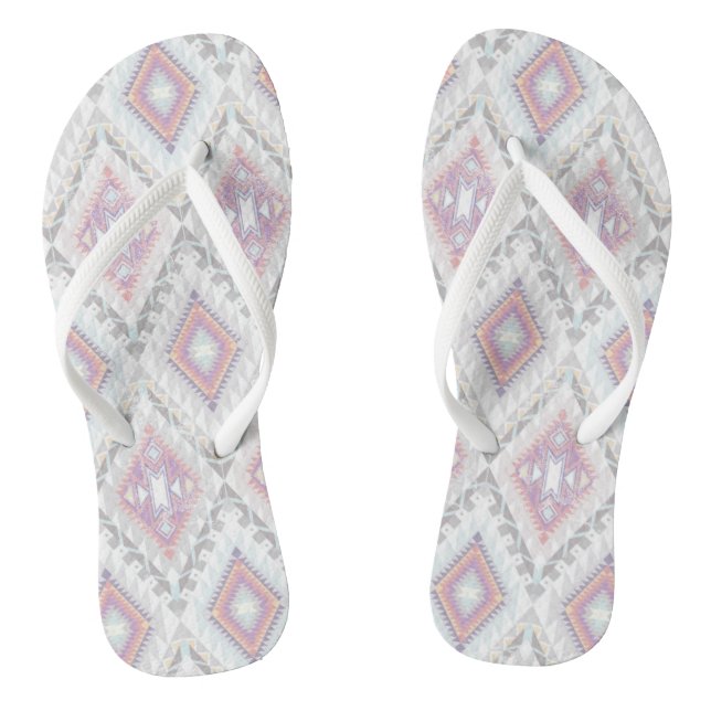 Abstract Geometric Aztec Pattern Flip Flops (Footbed)