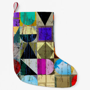 abstract geometric background composition, with st small christmas stocking