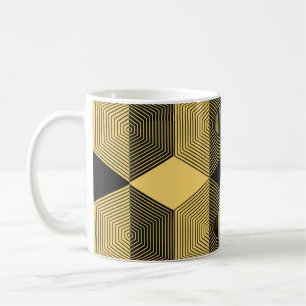 Abstract geometric background. Hexagonal mesh with Coffee Mug