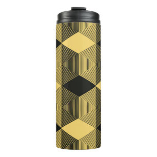 Abstract geometric background. Hexagonal mesh with Thermal Tumbler