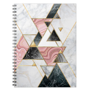 Abstract geometric background. Modern marble mosai Notebook
