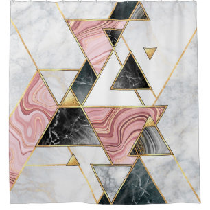 Abstract geometric background. Modern marble mosai Shower Curtain