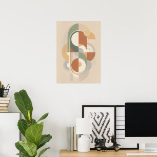 Abstract Geometric Bauhaus Art Print   Mid-Century