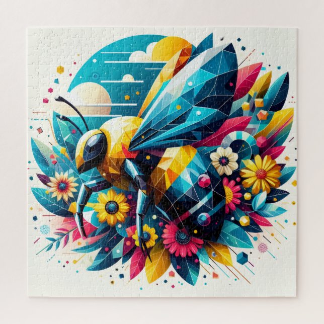 Abstract Geometric Bee Jigsaw Puzzle (Vertical)