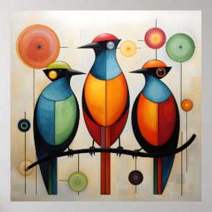 Abstract Geometric Birds Wonders Poster