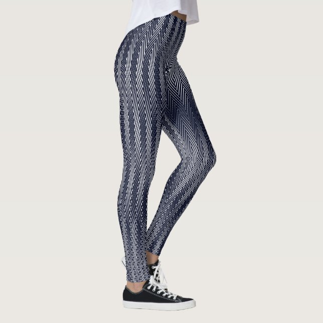 Abstract Geometric Black and White Stripes, Trippy Leggings (Right)