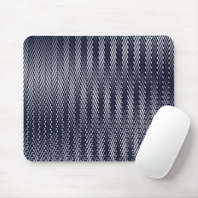 Abstract Geometric Black and White Stripes, Trippy Mouse Mat (With Mouse)