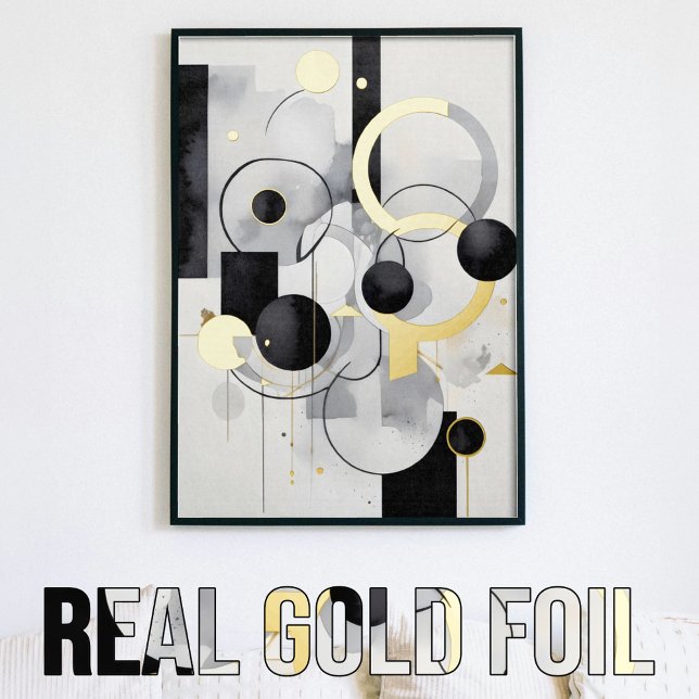 Abstract geometric black white grey gold  foil prints (Creator Uploaded)