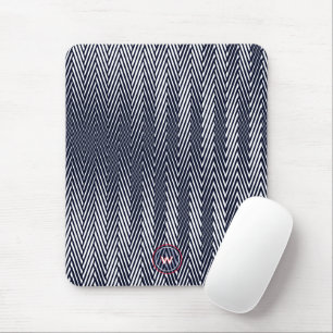 Abstract Geometric Black & White Stripes Monogram Mouse Mat
