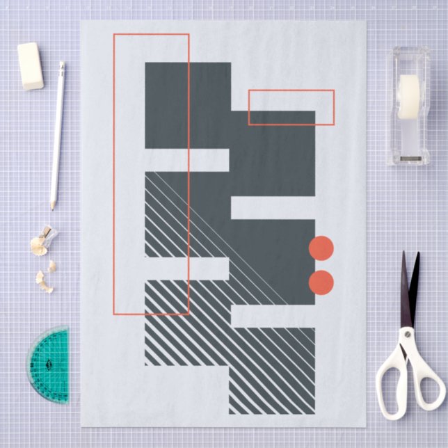 Abstract Geometric Block Pattern Tissue Paper (Craft)