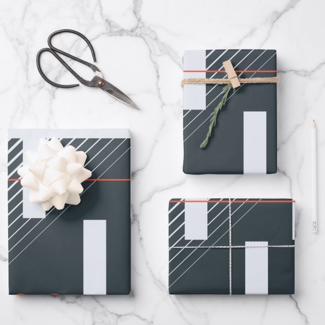 Abstract Geometric Block Pattern Wrapping Paper Sheet (Front)