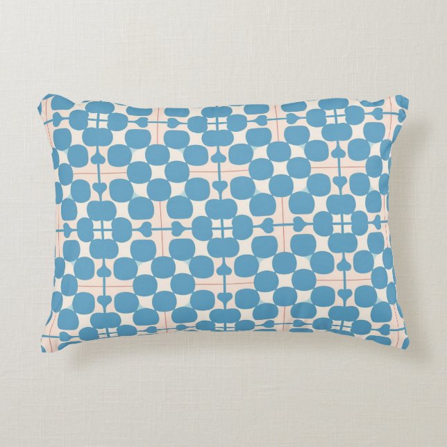 Abstract Geometric Blue and White Pattern Decorative Cushion (Front)