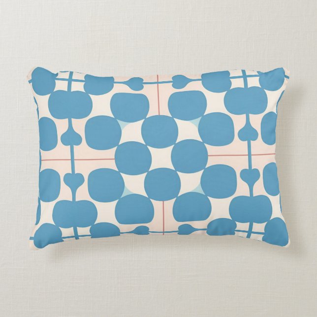 Abstract Geometric Blue and White Pattern Decorative Cushion (Front)