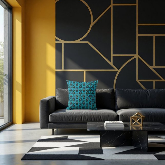 Abstract Geometric Blue Floral  Cushion (Creator Uploaded)