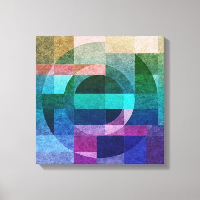 Abstract geometric Blue green pink Circle Texture Canvas Print (Front)