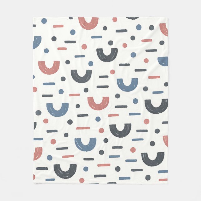Abstract Geometric Boho Pattern Fleece Blanket (Front)