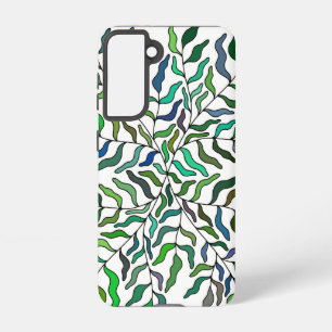 Abstract geometric botanical stem leaf greens samsung galaxy case