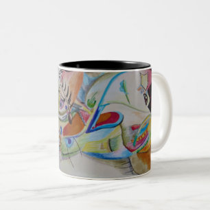 Abstract Geometric Bright Blue Pink Red Green Two-Tone Coffee Mug