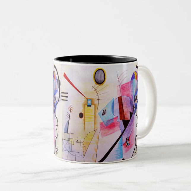 Abstract Geometric Bright Blue Pink Two-Tone Coffee Mug (Front Right)