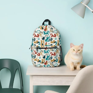 Abstract Geometric Cat Pattern Printed Backpack