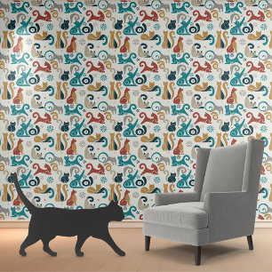 Abstract Geometric Cat Pattern Wallpaper