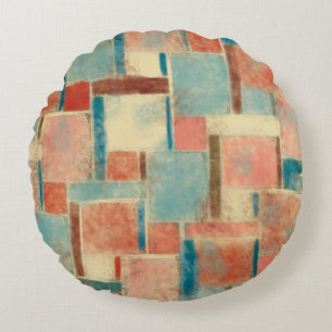 Abstract Geometric Chequered Round Throw Pillow