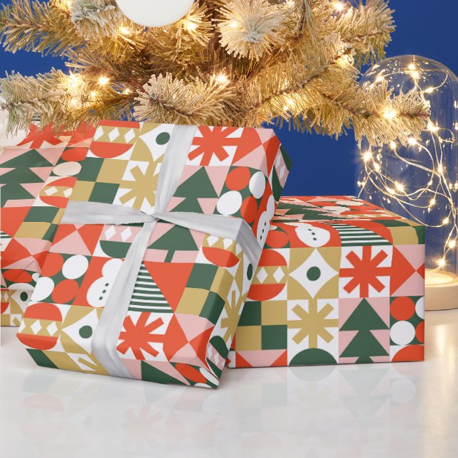 Abstract Geometric Christmas Pattern  Wrapping Paper (Holidays)
