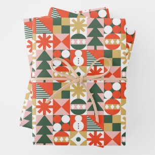 Abstract Geometric Christmas Pattern  Wrapping Paper Sheet
