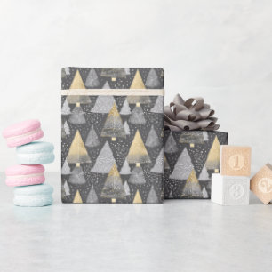 Abstract Geometric Christmas Tree Elegant Gold Wrapping Paper