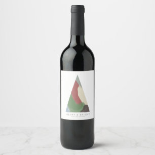 Abstract Geometric Christmas Tree Wine Label