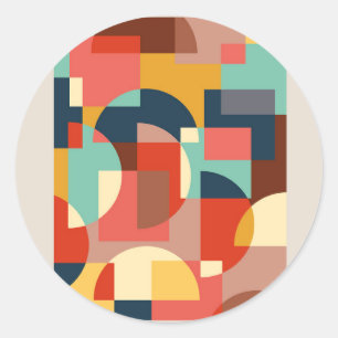Abstract geometric circle background classic round sticker