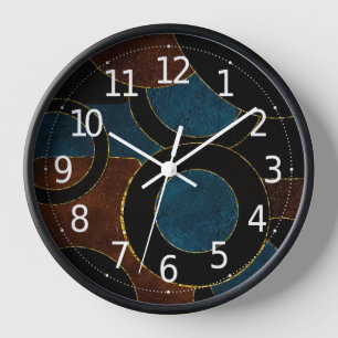 Abstract Geometric Circles Gold  Glitter Foil   Clock