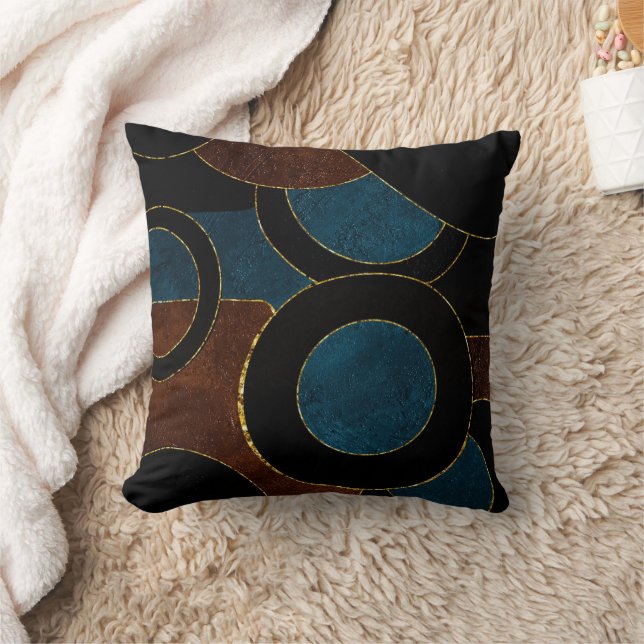 Abstract Geometric Circles Gold  Glitter Foil | Cushion (Blanket)