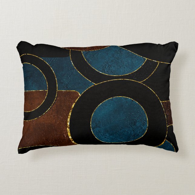 Abstract Geometric Circles Gold  Glitter Foil | Decorative Cushion (Front)