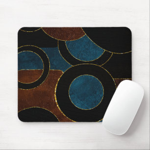 Abstract Geometric Circles Gold  Glitter Foil   Mouse Mat