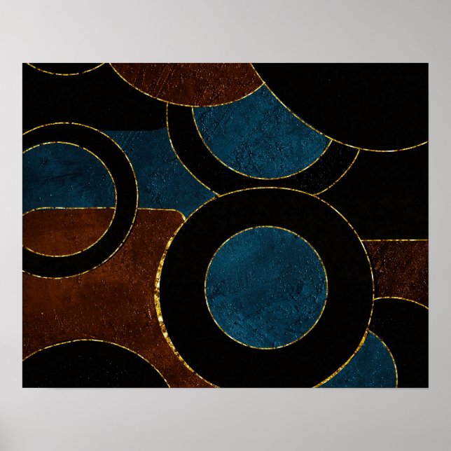 Abstract Geometric Circles Gold  Glitter Foil | Poster (Front)