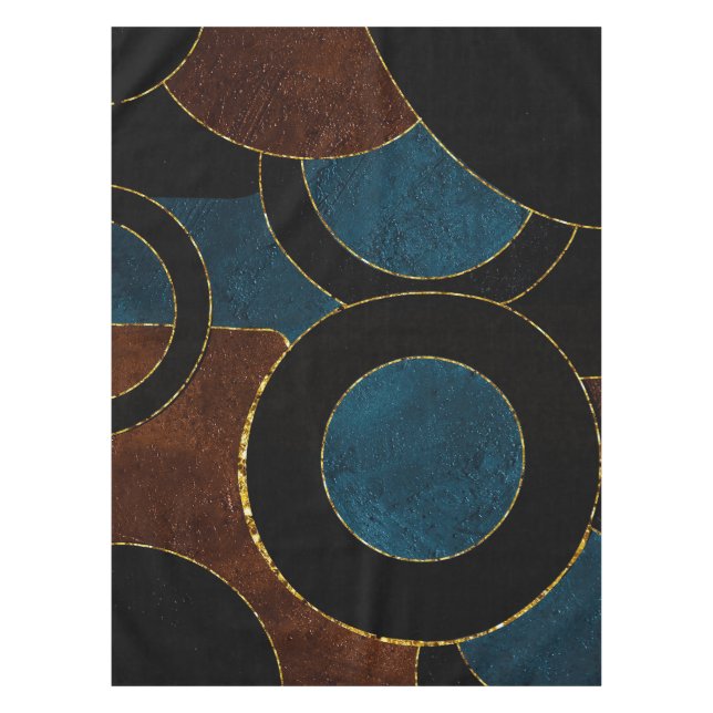 Abstract Geometric Circles Gold  Glitter Foil | Tablecloth (Front)