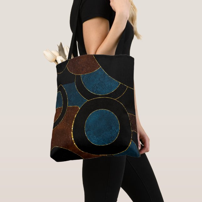 Abstract Geometric Circles Gold  Glitter Foil | Tote Bag (Close Up)