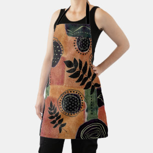Abstract Geometric Circles Shapes and Leaves Apron