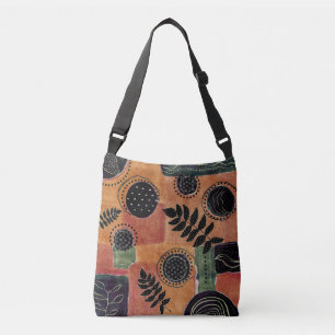 Abstract Geometric Circles Shapes and Leaves Crossbody Bag