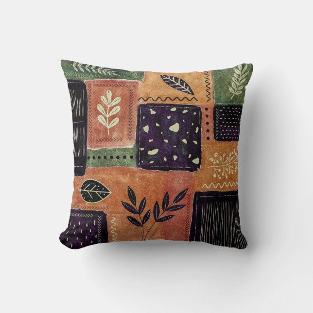 Abstract Geometric Circles Shapes and Leaves | Cushion (Front)